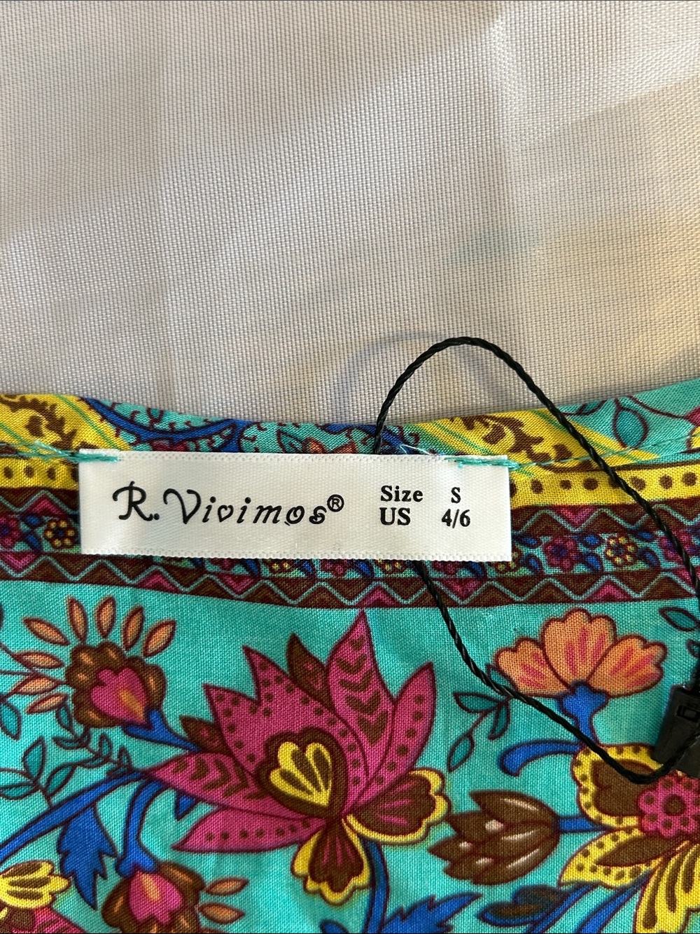 Bohemian Teal Floral Tie-Front Long Sleeve Midi Dress - Picture 5 of 8